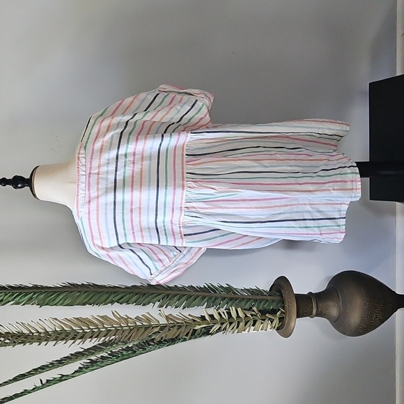 St. John's Bay Multicolored Striped Short Sleeve Shirt - Picture 2 of 10
